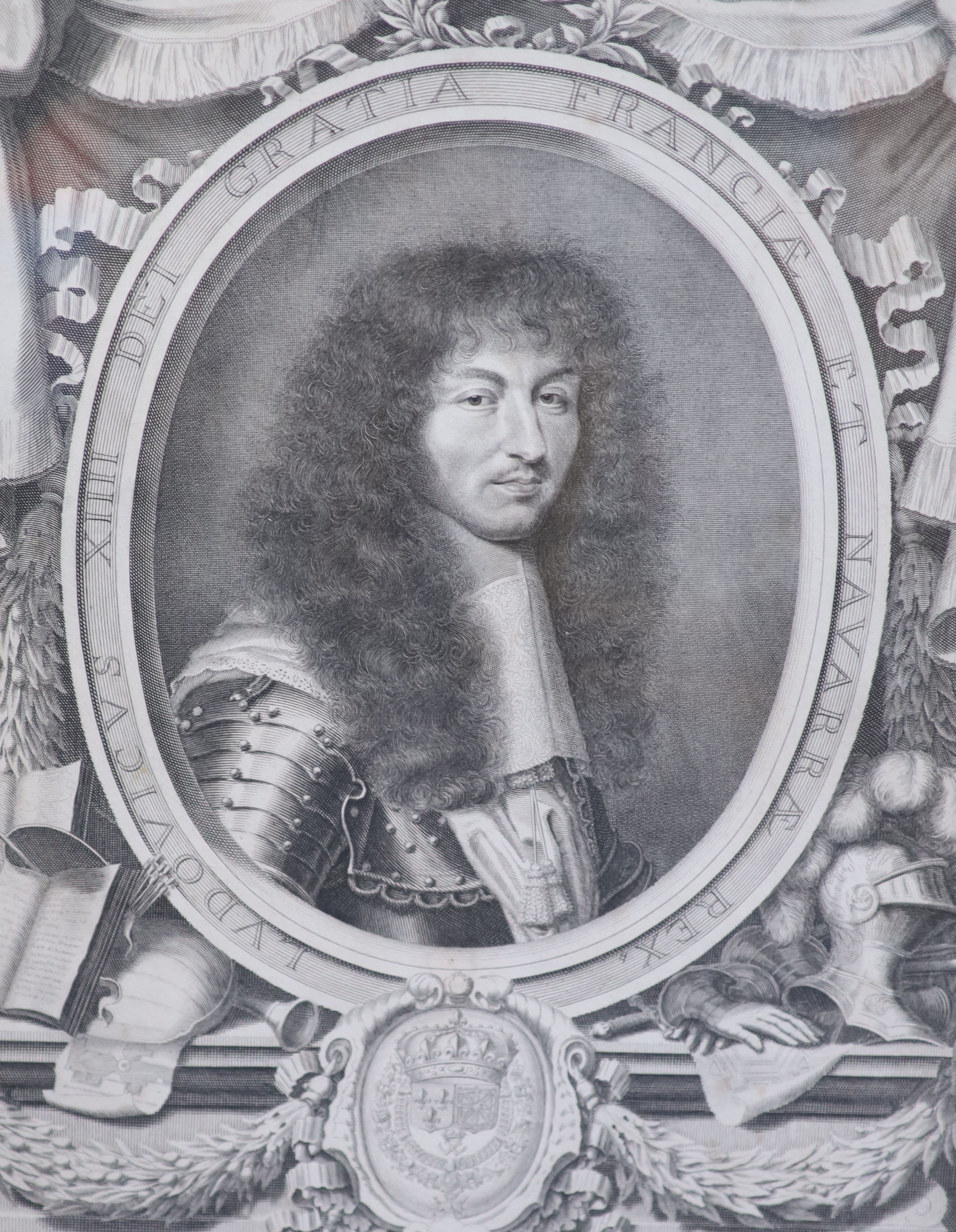 After Robert Nanteuil, Portraits of noblemen, Copper engravings (16), Largest 51 x 37cm.